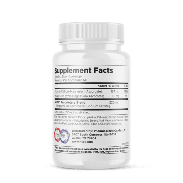 N1O1 Nitric Oxide Lozenges Supplement Facts