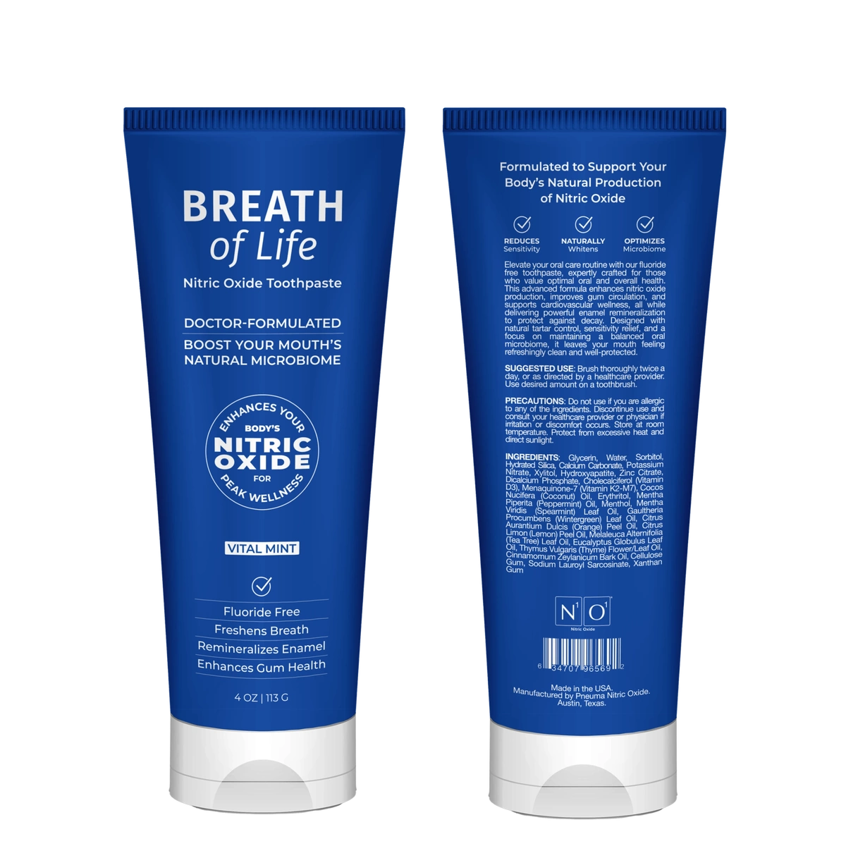 N1o1 Nitric Oxide Breath of Life Toothpaste front back transparent